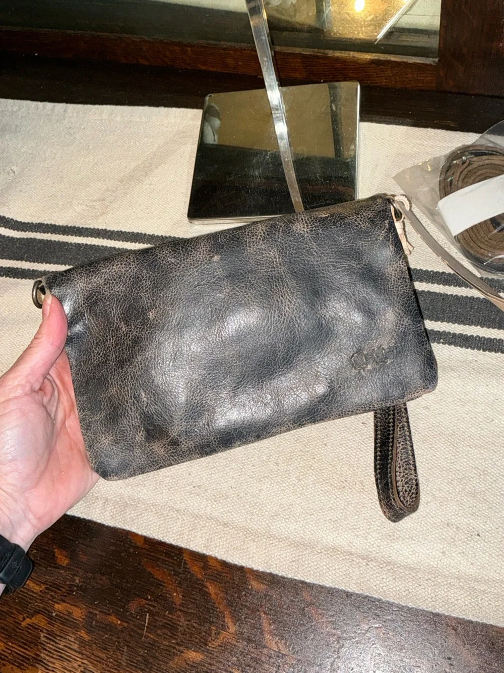 NWT Bed Stu Leather Cadence Wallet Wristlet Crossbody Bag Black Lux MSRP $179